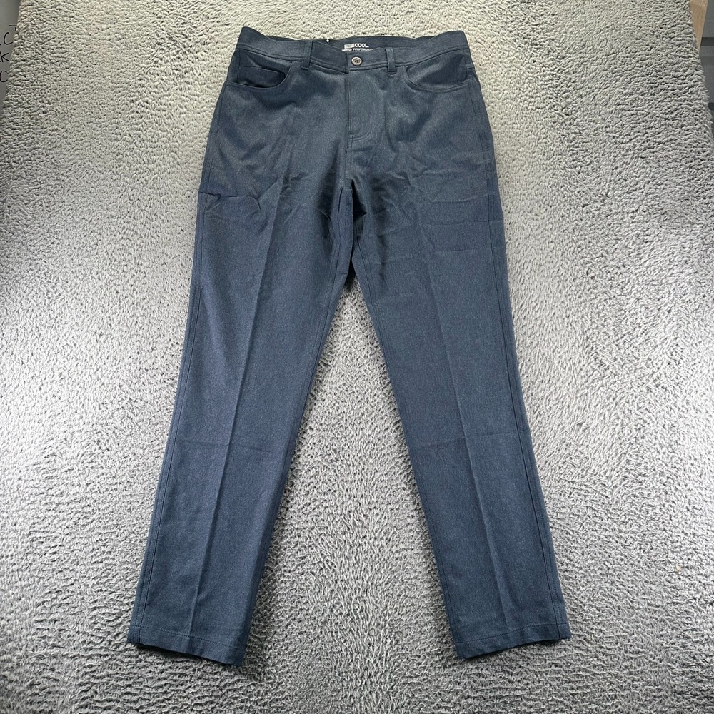 32 Degrees Cool Pant Mens 34x32 Blue Polyester Golf Performance Straight Stretch